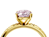 Yellow gold Fancy Pink Oval  Solitaire Engagement Ring with Scrollwork Band and Four-Prong Setting_134