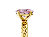 Yellow gold Fancy Pink Oval  Solitaire Engagement Ring with Scrollwork Band and Four-Prong Setting_135
