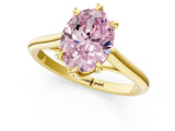 Yellow gold Fancy Pink Oval  Solitaire Engagement Ring with Six-Prong Setting and Classic Band 1