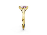 Yellow gold Fancy Pink Oval  Solitaire Engagement Ring with Six-Prong Setting and Classic Band 2