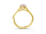 Yellow gold Fancy Pink Oval  Solitaire Engagement Ring with Six-Prong Setting and Classic Band 3