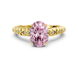 Yellow gold Fancy Pink Oval  Solitaire Floral Milgrain Engagement Ring_54