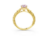 Yellow gold Fancy Pink Oval  Solitaire Floral Milgrain Engagement Ring_57