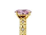 Yellow gold Fancy Pink Oval  Solitaire Floral Milgrain Engagement Ring_59