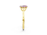 Yellow gold Fancy Pink Oval  Solitaire Heart Prong Engagement Ring with Tapered Band_57