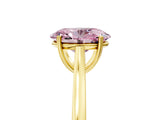 Yellow gold Fancy Pink Oval  Solitaire Heart Prong Engagement Ring with Tapered Band_60
