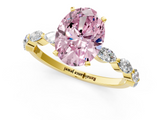Yellow gold Fancy Pink Oval  Solitaire Marquise Side Stone Prong Setting Ring_45
