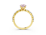 Yellow gold Fancy Pink Oval  Solitaire Marquise Side Stone Prong Setting Ring_47