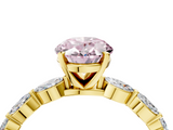 Yellow gold Fancy Pink Oval  Solitaire Marquise Side Stone Prong Setting Ring_48
