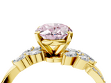 Yellow gold Fancy Pink Oval  Solitaire Marquise Twist Band with Six-Prong Setting_80