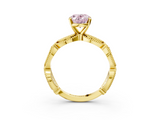 Yellow gold Fancy Pink Oval  Solitaire Milgrain Diamond Engagement Ring with Bezel and Marquise Band_168