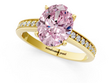 Yellow gold Fancy Pink Oval  Solitaire Pavé Band Prong Setting Ring_21