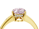 Yellow gold Fancy Pink Oval  Solitaire Pavé Band Prong Setting Ring_24