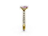 Yellow gold Fancy Pink Oval  Solitaire Pavé Band with Four-Prong Setting_157