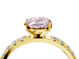 Yellow gold Fancy Pink Oval  Solitaire Pavé Band with Four-Prong Setting_159