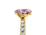 Yellow gold Fancy Pink Oval  Solitaire Pavé Band with Four-Prong Setting_160