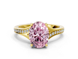 Yellow gold Fancy Pink Oval  Solitaire Pavé Band with Four-Prong Setting_28