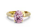 Yellow gold Fancy Pink Oval  Solitaire Pavé Diamond Engagement Ring with Four-Prong Setting_152