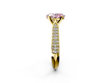 Yellow gold Fancy Pink Oval  Solitaire Pavé Diamond Engagement Ring with Four-Prong Setting_154