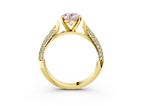 Yellow gold Fancy Pink Oval  Solitaire Pavé Diamond Engagement Ring with Four-Prong Setting_155
