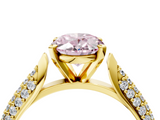 Yellow gold Fancy Pink Oval  Solitaire Pavé Diamond Engagement Ring with Four-Prong Setting_156
