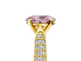 Yellow gold Fancy Pink Oval  Solitaire Pavé Diamond Engagement Ring with Four-Prong Setting_157