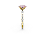 Yellow gold Fancy Pink Oval  Solitaire Pavé Diamond Engagement Ring with Four-Prong Setting_41
