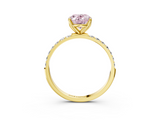 14K Yellow Gold 1.02 Carat Pink VS1 Oval Solitaire Pavé Diamond Engagement Ring with Four-Prong Setting