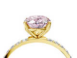 Yellow gold Fancy Pink Oval  Solitaire Pavé Diamond Engagement Ring with Four-Prong Setting_43