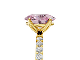 Yellow gold Fancy Pink Oval  Solitaire Pavé Diamond Engagement Ring with Four-Prong Setting_44