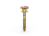 Yellow gold Fancy Pink Oval  Solitaire Pavé Diamond Milgrain Engagement Ring with Four-Prong Setting_5