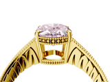 Yellow gold Fancy Pink Oval  Solitaire Pavé Diamond Milgrain Engagement Ring with Four-Prong Setting_7