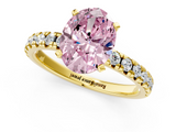 Yellow gold Fancy Pink Oval  Solitaire Pave Diamond Engagement Ring with Four-Prong Setting_346