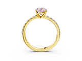 Yellow gold Fancy Pink Oval  Solitaire Pave Diamond Engagement Ring with Four-Prong Setting_348
