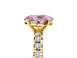 Yellow gold Fancy Pink Oval  Solitaire Pave Diamond Engagement Ring with Four-Prong Setting_350