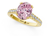 Yellow gold Fancy Pink Oval  Solitaire Pave Diamond Engagement Ring with Prong Setting_21