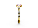 Yellow gold Fancy Pink Oval  Solitaire Pave Diamond Engagement Ring with Prong Setting_22