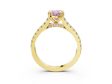Yellow gold Fancy Pink Oval  Solitaire Pave Diamond Engagement Ring with Prong Setting_23