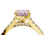 Yellow gold Fancy Pink Oval  Solitaire Pave Diamond Engagement Ring with Prong Setting_24