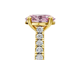 Yellow gold Fancy Pink Oval  Solitaire Pave Diamond Engagement Ring with Prong Setting_25