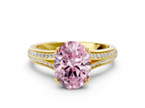 Yellow gold Fancy Pink Oval  Solitaire Pave Split Shank Engagement Ring with Six-Prong Setting_36