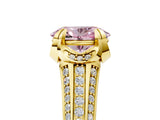 Yellow gold Fancy Pink Oval  Solitaire Pave Split Shank Ring with Four-Prong Setting_160