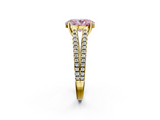 Yellow gold Fancy Pink Oval  Solitaire Split Shank Pavé Diamond Engagement Ring_387