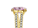 Yellow gold Fancy Pink Oval  Solitaire Split Shank Pavé Diamond Engagement Ring_390