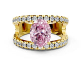 Yellow gold Fancy Pink Oval  Solitaire Split Shank Pave Diamond Ring_49