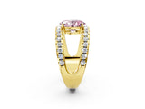 Yellow gold Fancy Pink Oval  Solitaire Split Shank Pave Diamond Ring_51