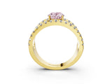 Yellow gold Fancy Pink Oval  Solitaire Split Shank Pave Diamond Ring_52