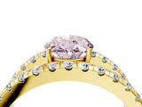 Yellow gold Fancy Pink Oval  Solitaire Split Shank Pave Diamond Ring_53