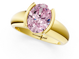 Yellow gold Fancy Pink Oval  Solitaire Tension Set Diamond Ring with Wide Band_21