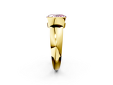 Yellow gold Fancy Pink Oval  Solitaire Tension Set Diamond Ring with Wide Band_22